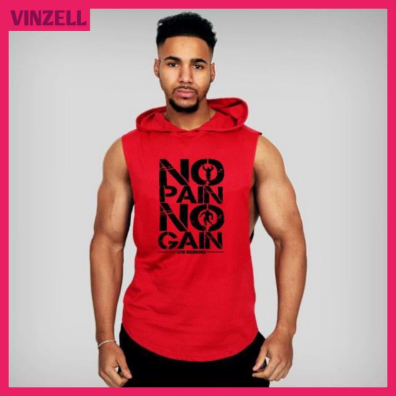 Jual HOODIE SINGLET PRIA TANPA LENGAN SLEEVELESS TANK TOP HOODIE