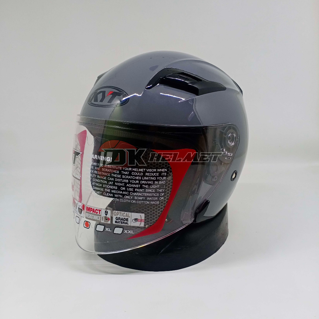 Jual HELM HALF FACE KYT VENOM OPEN JUNIOR SOLID GREY GLOSSY HELM ANAK