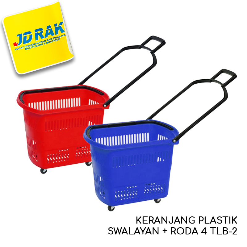 Jual Keranjang Swalayan Plastik Tarik Dorong Roda Troli Trolley Belanja Pasar Supermarket 1625