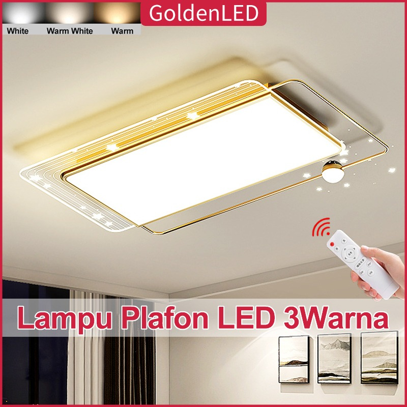 Jual Golden Led Lampu Plafon Led 3 Warna Lampu Hias Bentuk Persegi Gaya