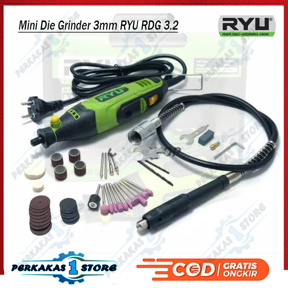 Jual Ryu Mesin Gerinda RDG 3.2 Mini Die Grinder RDG3.2 Set 40 pcs Mesin ...
