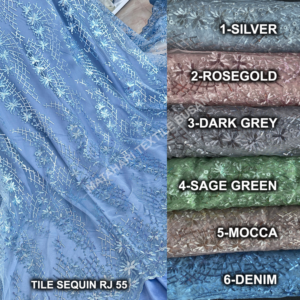 Jual HARGA PER SETENGAH METER TILE SEQUIN RJ 55 LEBAR KAIN 1.30M ...