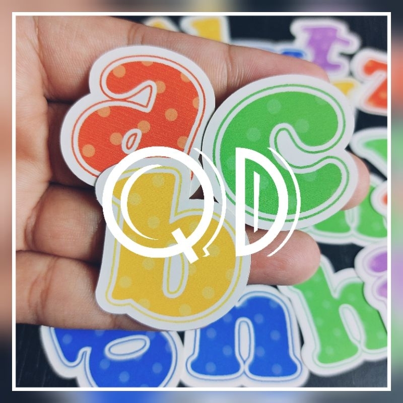 Jual isi 26 pcs stiker kertas huruf kecil a-z sticker glossy murah ...