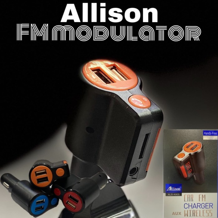 Jual ALLISON ALSA905 FM Modulator AUX SD Card 2 USB PORT