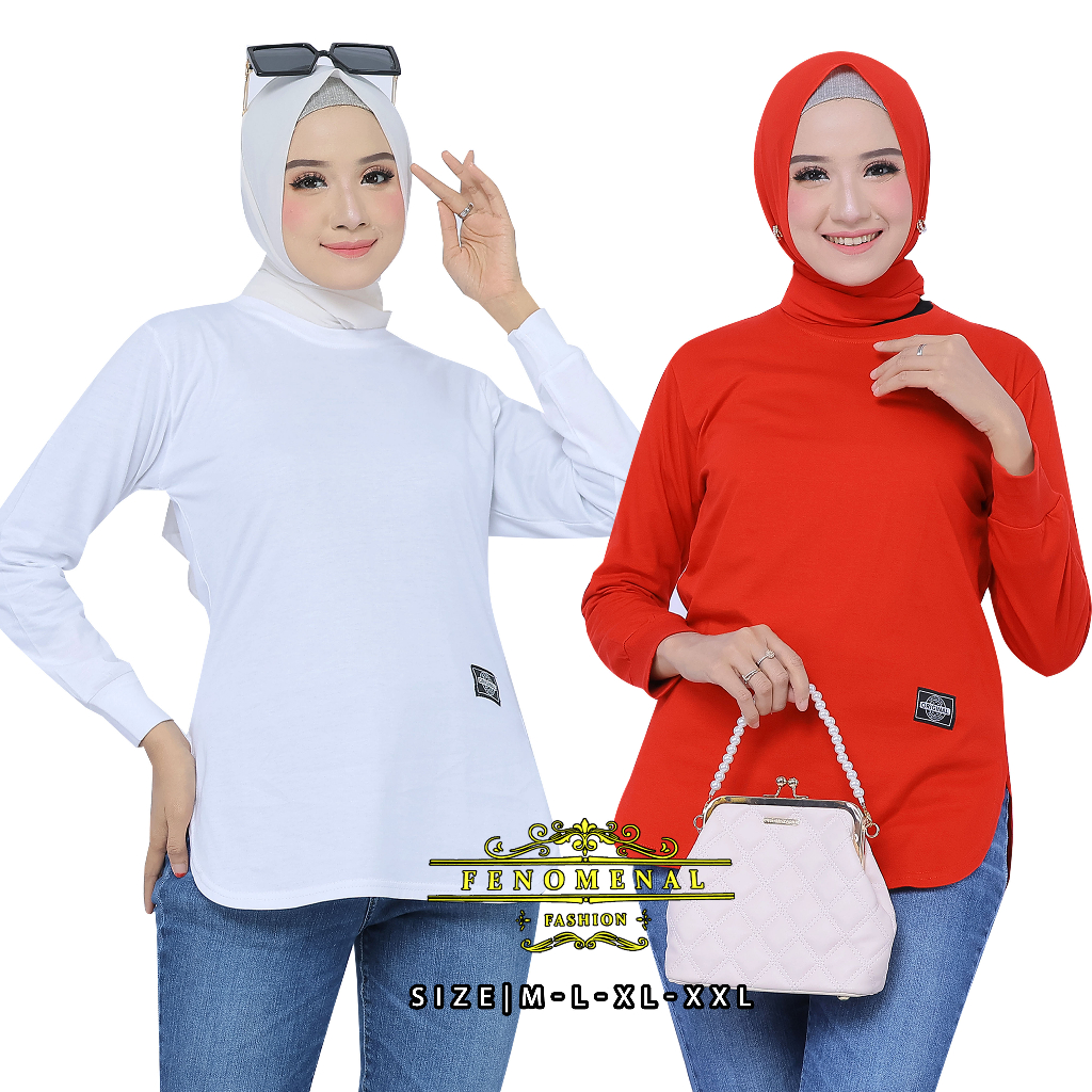 Jual Merah Putih Edition Kaos Wanita Lengan Panjang Bawahan Oval