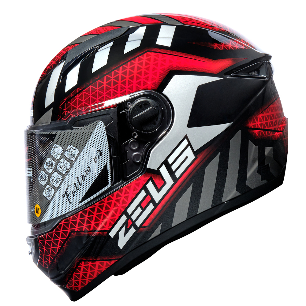 Jual Zeus Zs C Blk Al Red Glossy Full Face Single Flat Visor Free Dark Smoke Visor