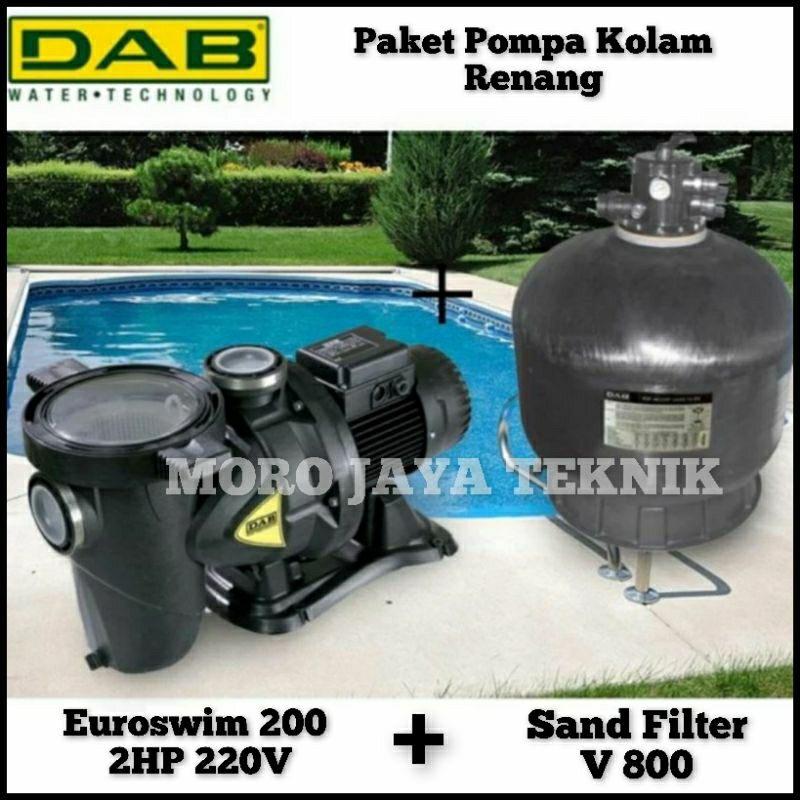 Jual Paket Pompa Kolam Renang 2 HP Pompa Kolam DAB Euroswim 200M 2Hp ...