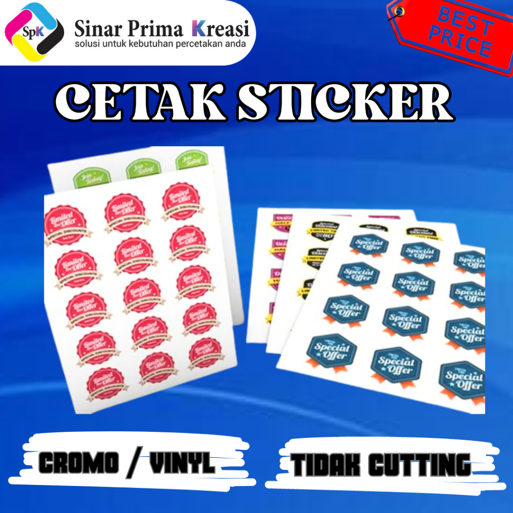 Jual Cetak Sticker Stiker Label Bulat Kemasan Makanan Produk Cromo Vinyl A3 Non Cutting 9584