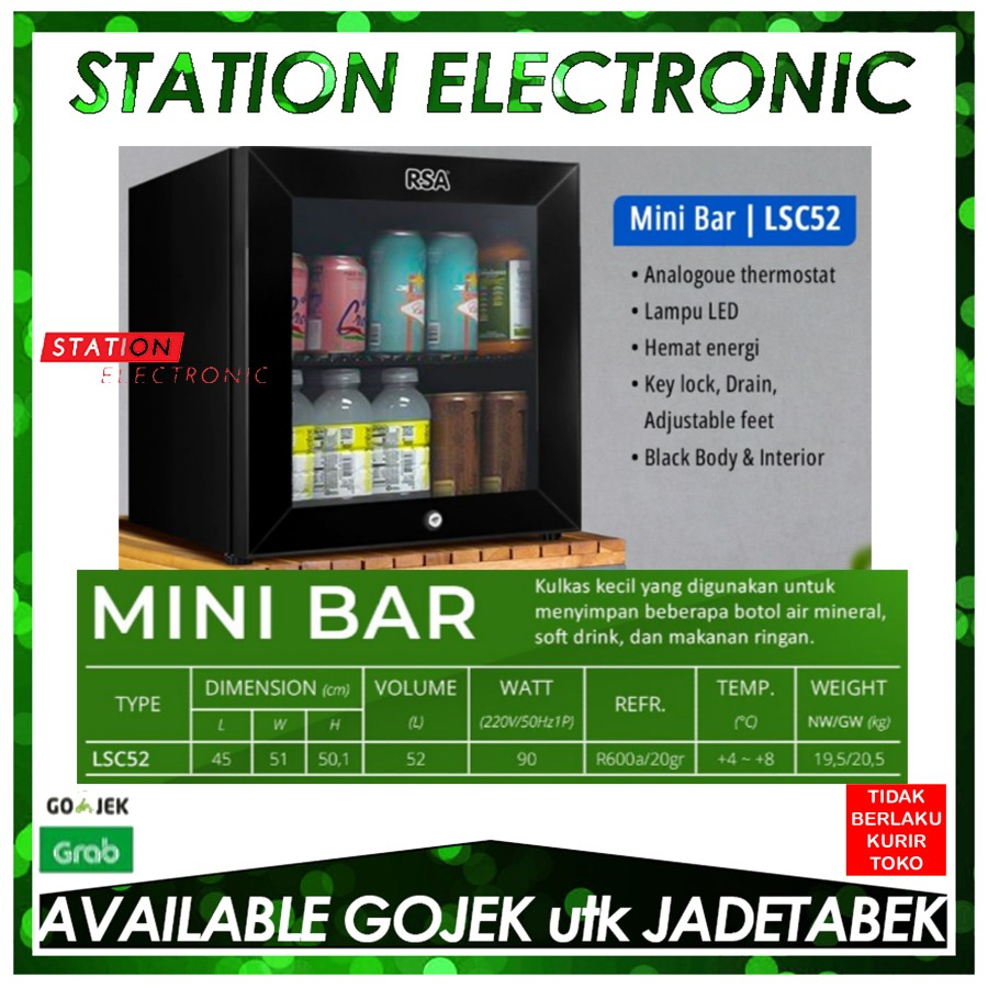 Jual RSA LSC52 Portable Showcase Cooler Black Lsc 52 Kulkas Minibar