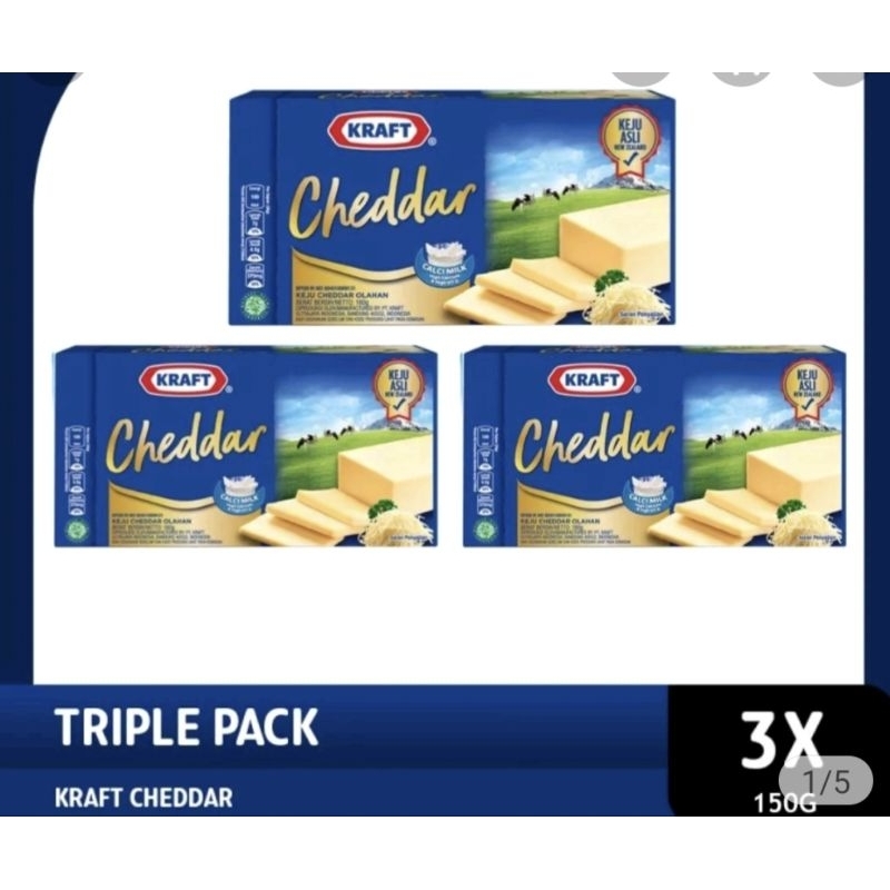 Jual Keju Cheddar Kraft 165 Gram Isi 3 Pcs | Shopee Indonesia