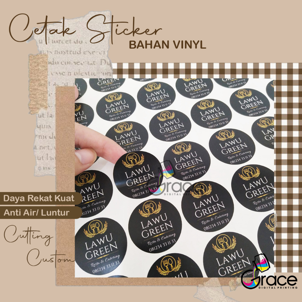 Jual Cetak Sticker Label Makanan/Cetak Sticker Vinyl/Print & Cut ...