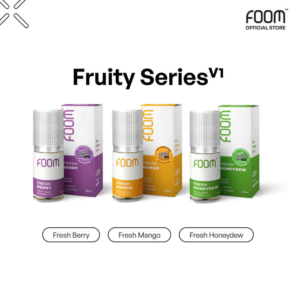 Jual Liquid Foom Fruity Series V1 V2 Salt Nic 30mg 30ml Foom Fresh