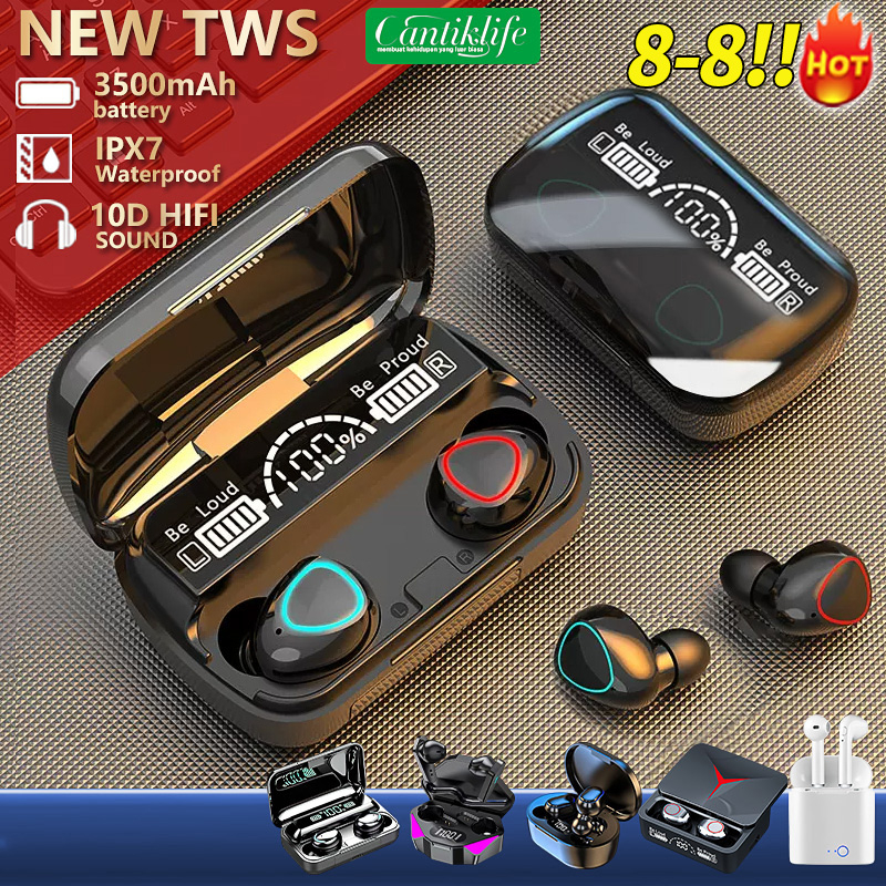 Jual M10 Headset Bluetooth Full Bass Stereo 3500mAh Power Bank Wireless Earphone Tahan Air TWS