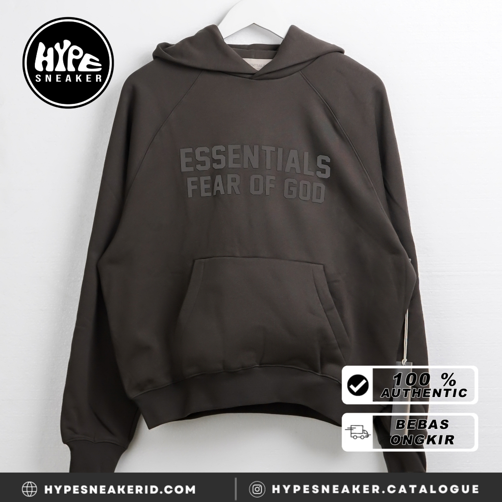 Jual Hoodie ESSENTIALS FEAR OF GOD TEXT OFF BLACK SS23 HOODIE 100% ...