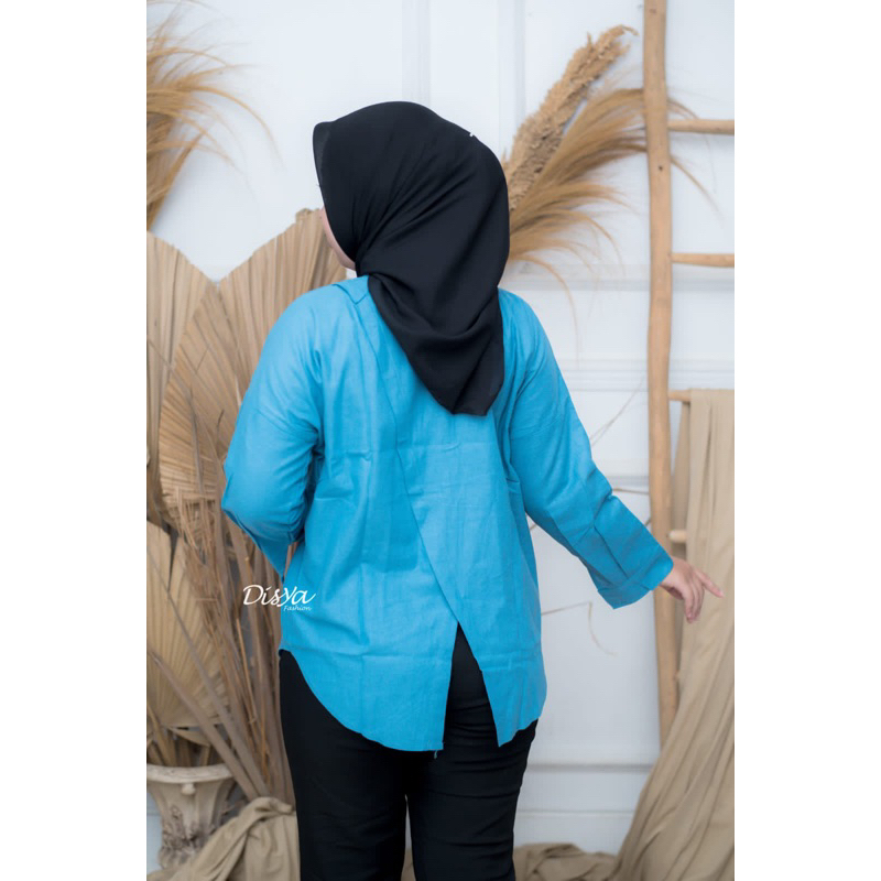 Kemeja Linen Oversize Wanita foto 3
