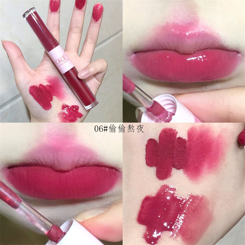 Jual COD 2 In 1 Matte + Glossy Lipstik Korea Waterproof Tahan Lama Anak