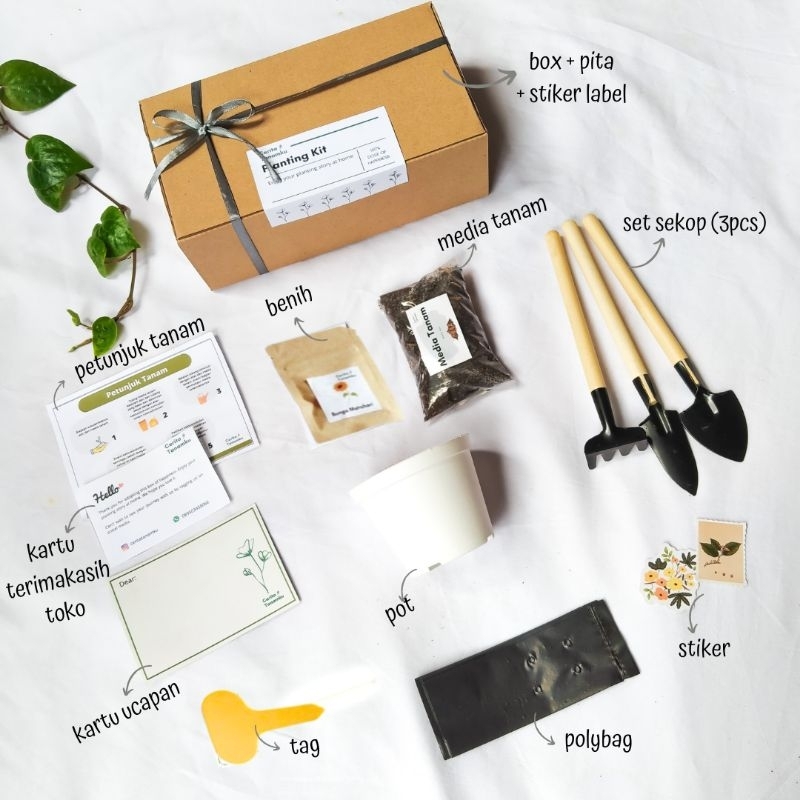 Jual Small Planting Kit / Grow kit / Gardening Kit / Paket menanam