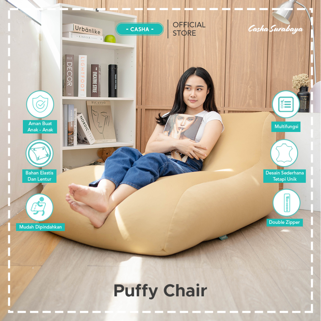 Jual Casha Puffy Chair Sofa Bahan Elastis Kursi Santai Besar