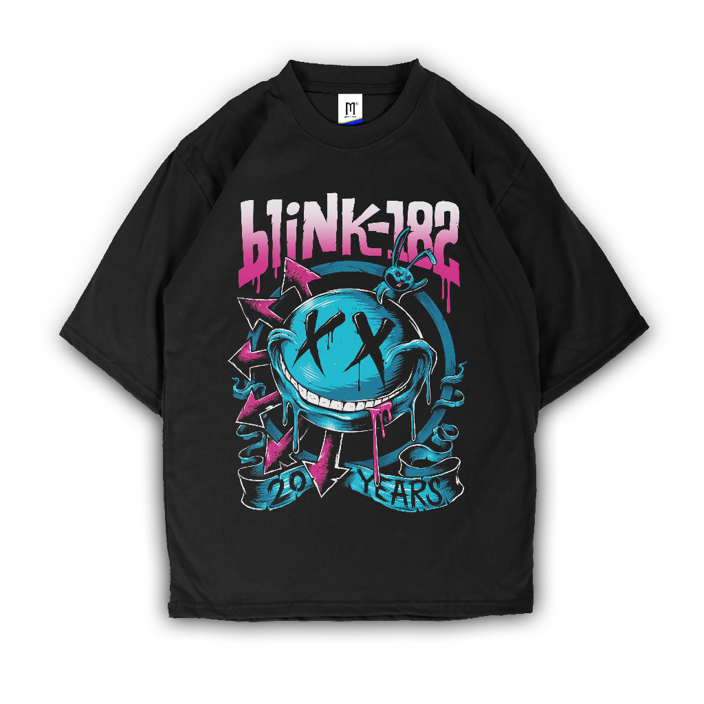 Blink 182 'Logo Repeat' (Verde) T-Shirt - NUOVO E UFFICIALE