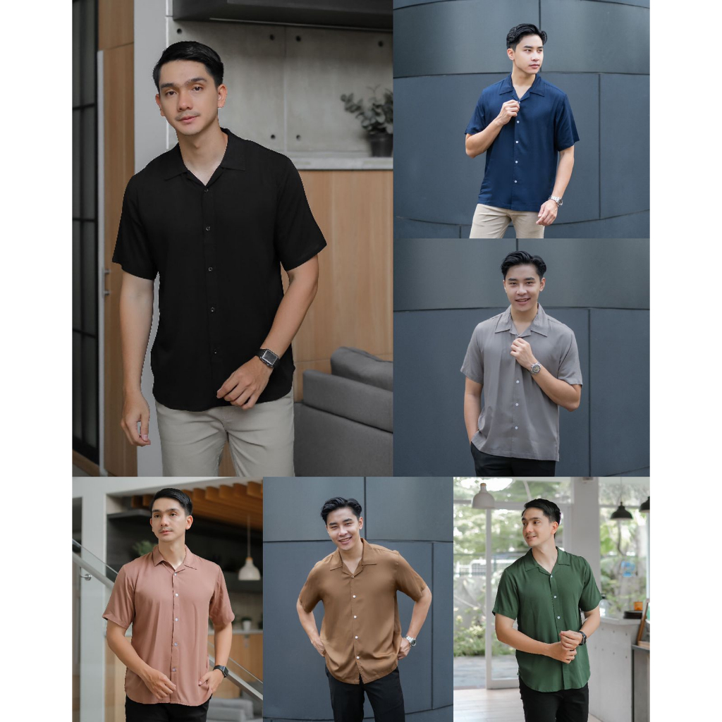 Jual Kemeja Rayon Polos Pria Hawai Basic Shopee Indonesia