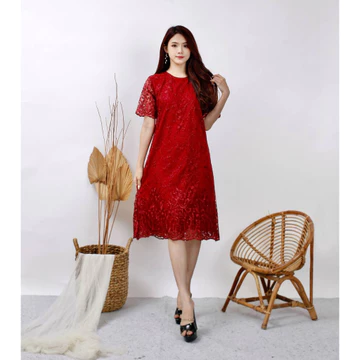 (Pasti Realpict) Dress Tile Allsize S M L XL XXL JUMBO Dress Tulle Pesta Dres Natal Dress
