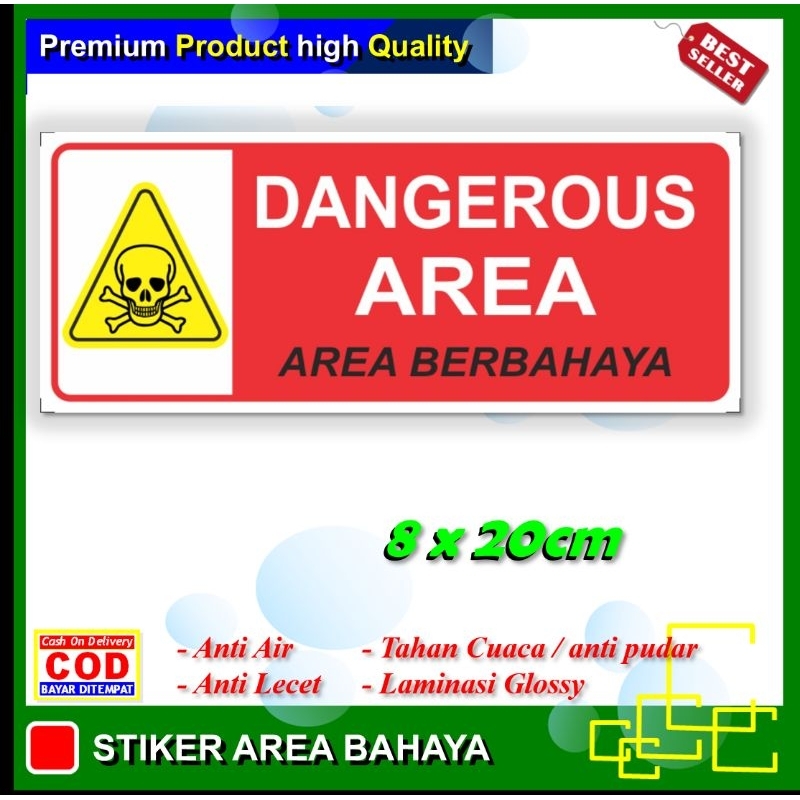 Jual Stiker dangerous area sticker area berbahaya dilarang mendekat ...