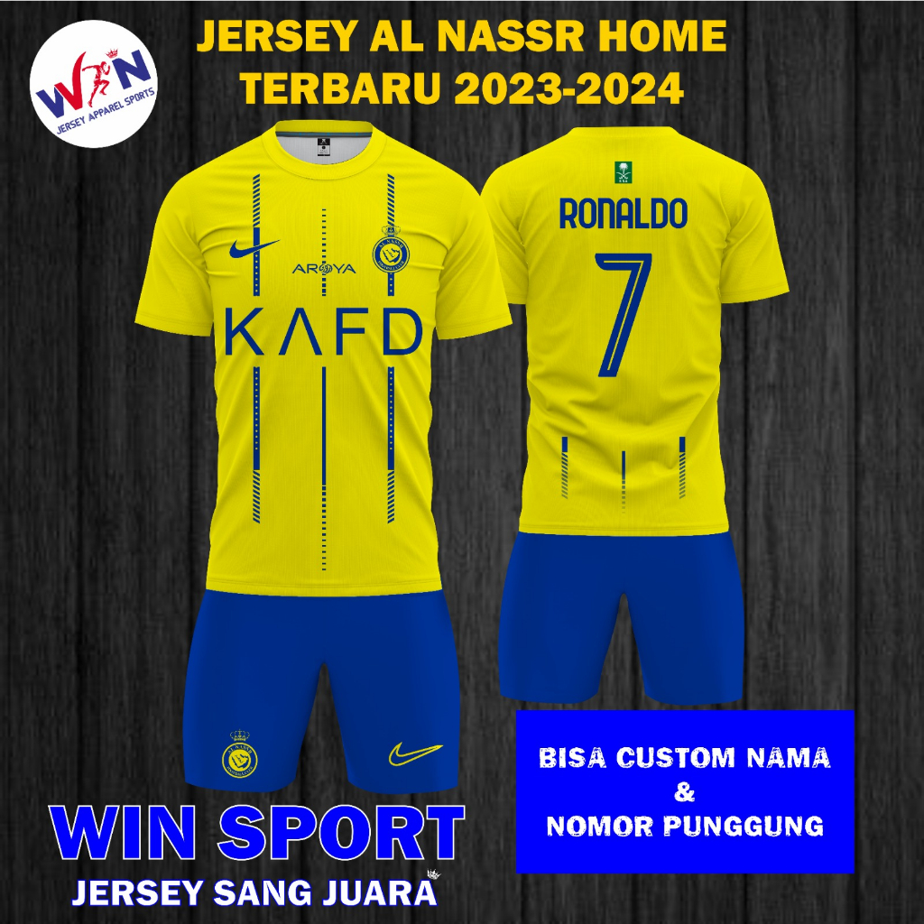 Jual Setelan Jersey Al Nassr Home 2023 2024 Jersey Al Nassr Terbaru