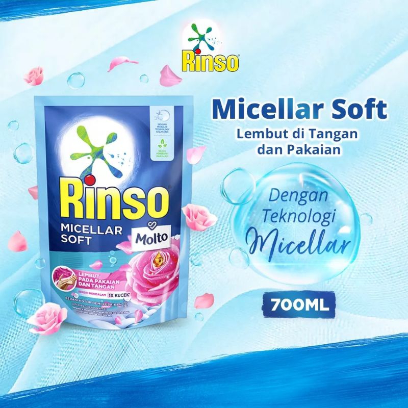 Jual Rinso Molto Micellar Soft 700ml | Shopee Indonesia