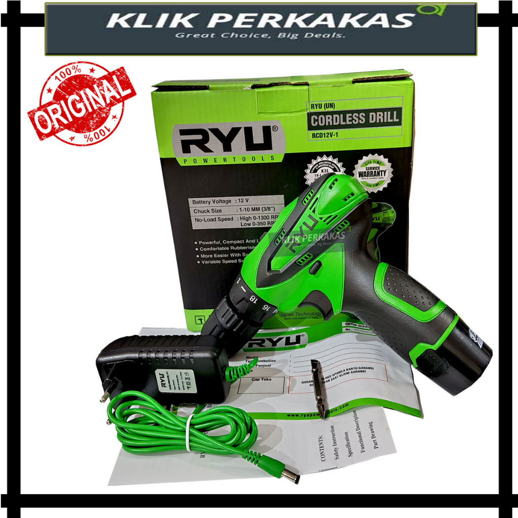 Jual BOR BATERAI CORDLESS DRILL 12V-1 Model RCD12V-1 RYU | Shopee Indonesia