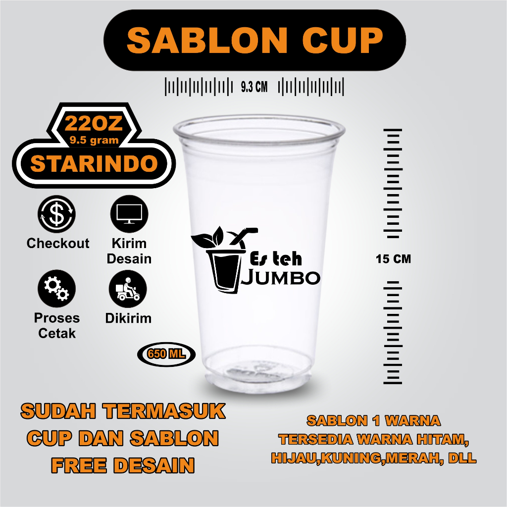 Jual Sablon Gelas Cup 22oz Datar Starindo 95gr Min 500pcs Plastik Pp Shopee Indonesia 5202