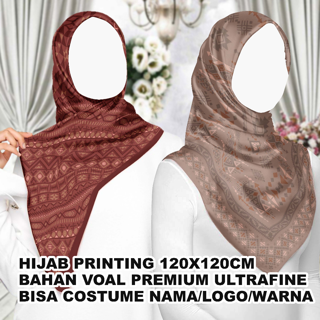 Jual Hijab Printing Costume NAMA/LOGO/WARNA Kerudung Segi Empat Murah ...