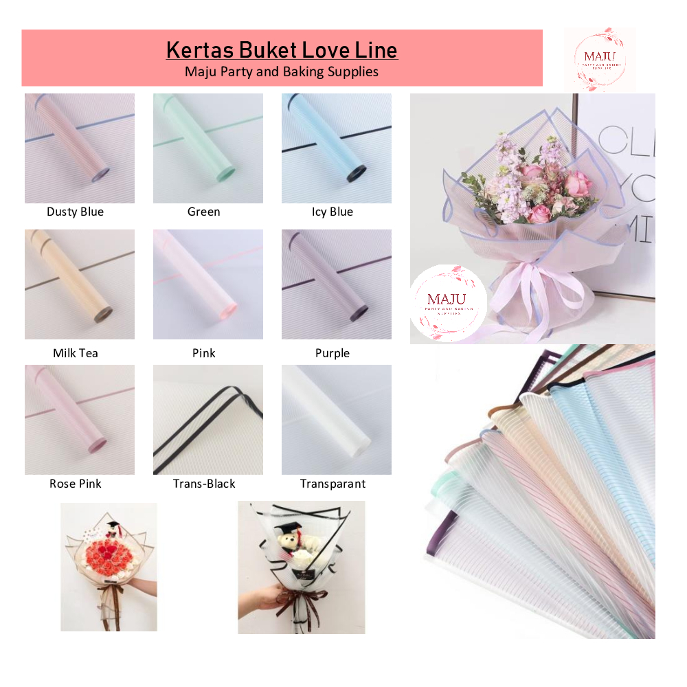 Jual Lembar Kertas Buket Diagonal Line Flower Wrapping Kertas