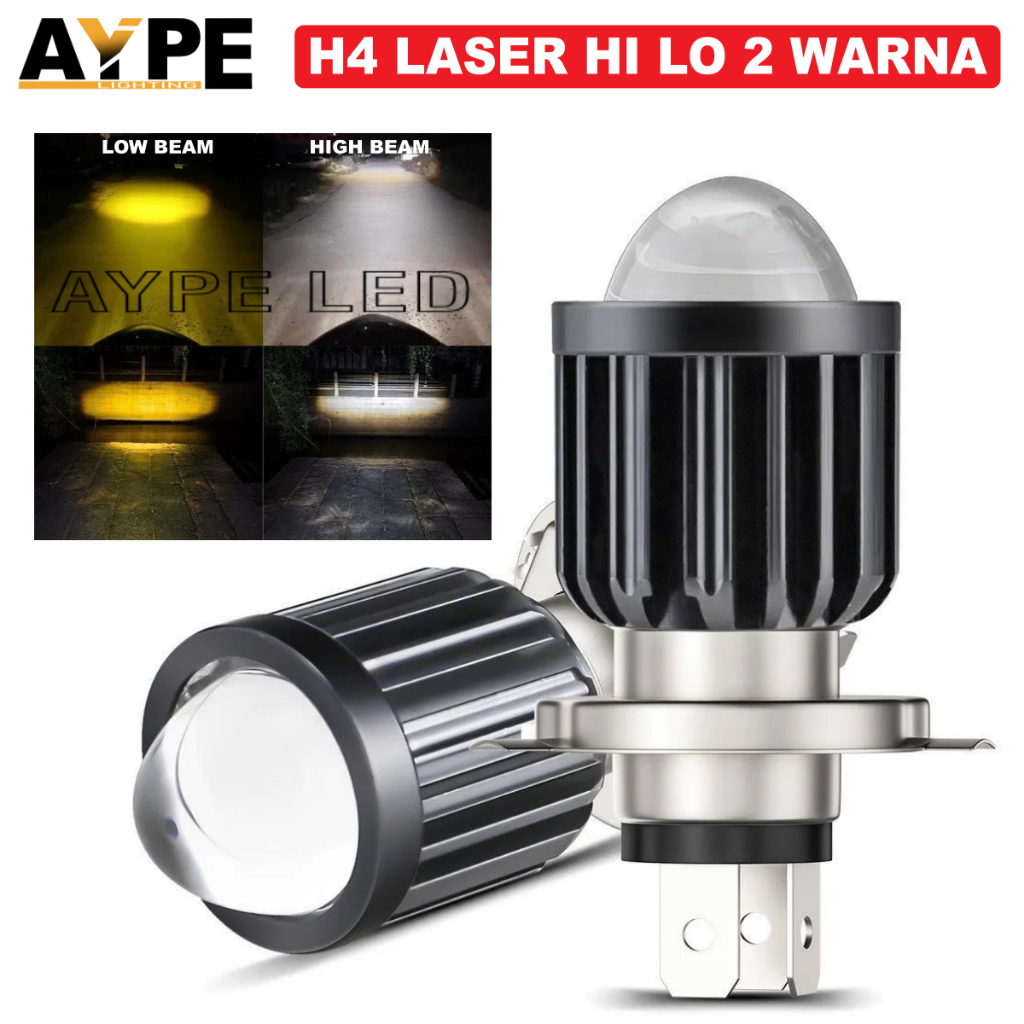 Jual Lampu Led Utama Motor H4 Led Laser Hi Loo 2 Warna 18 Watt