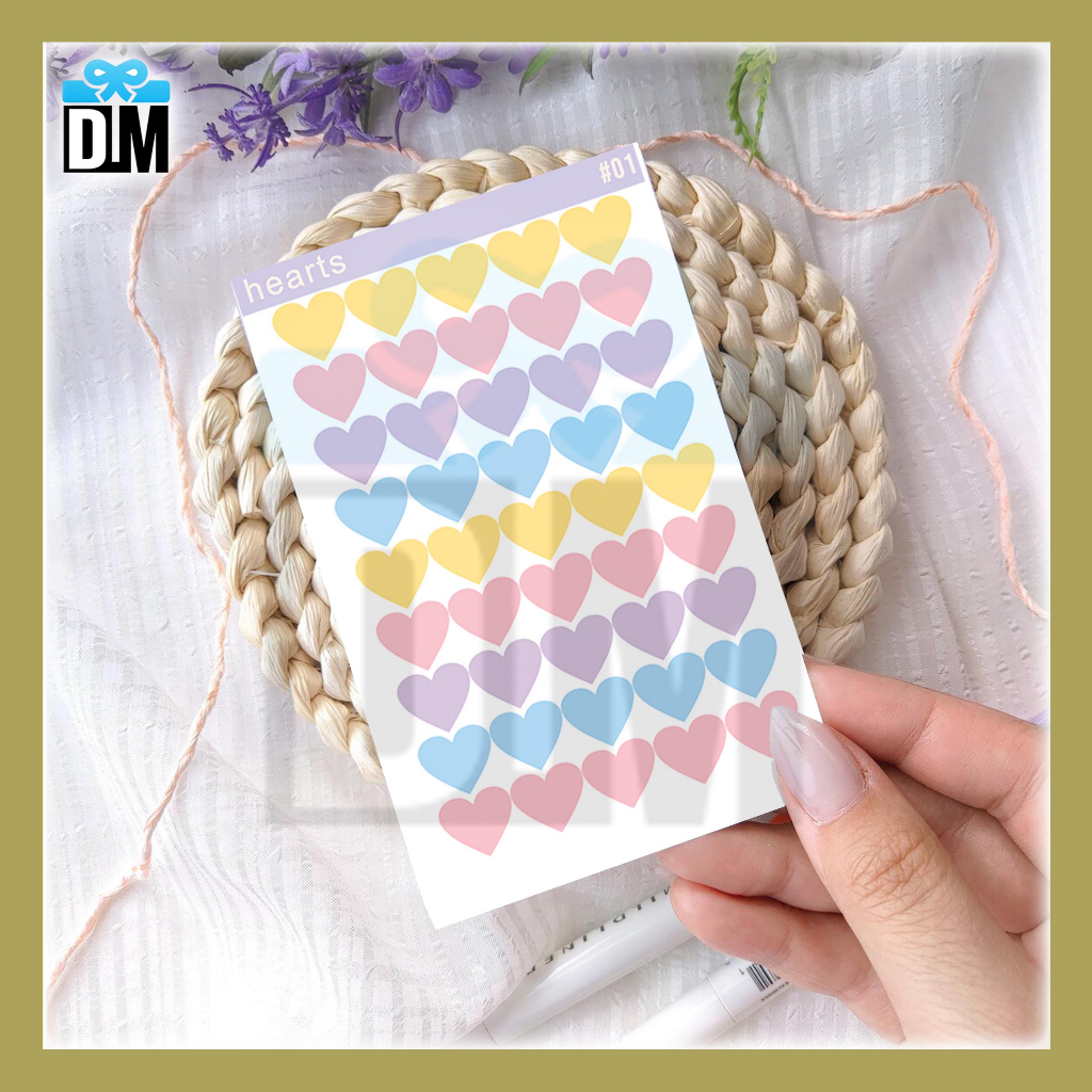 Jual Sticker Hati Love Heart Sticker Warna Warni Pastel Aesthethic ...