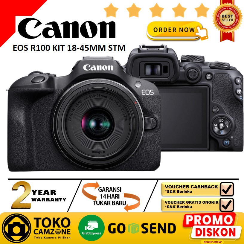 Jual Canon EOS R100 Kit 18-45mm IS STM Lens Mirrorless Camera - GARANSI ...