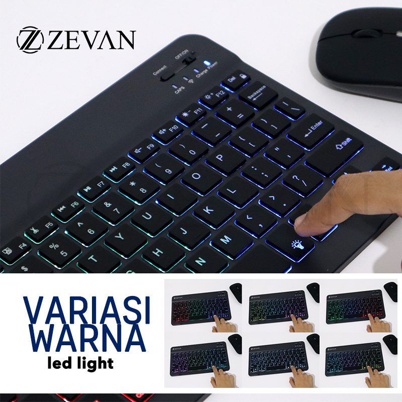 Jual ZEVAN Keyboard Mouse Wireless Set ZEVAN Bluetooth LED Touchpad 10 ...