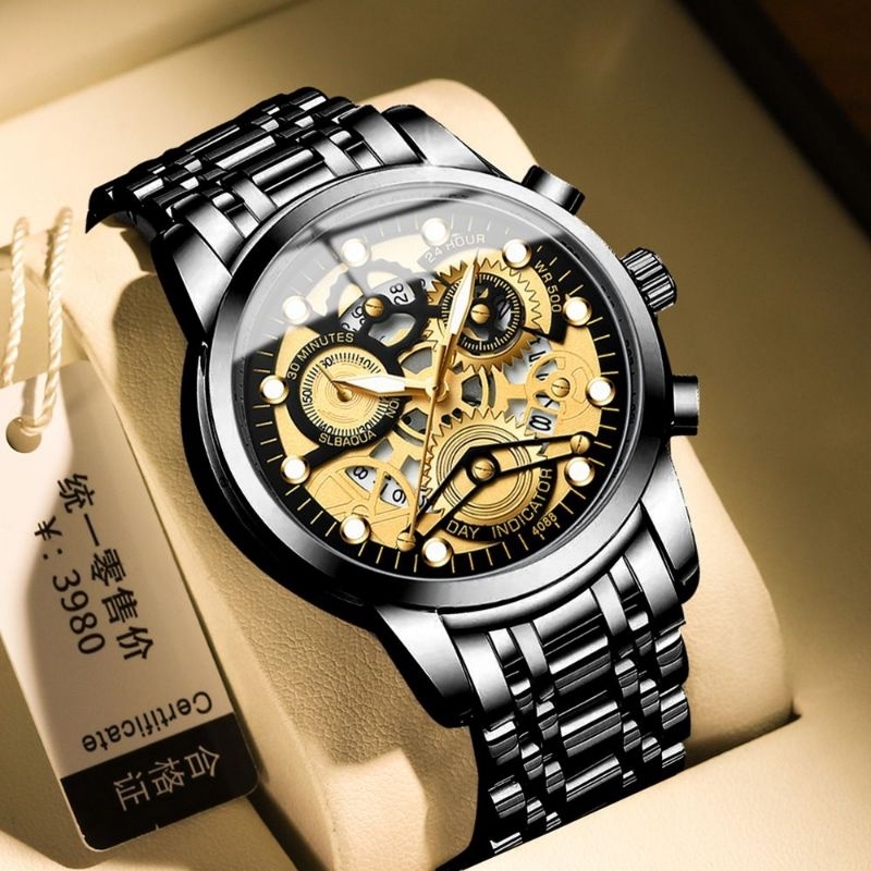 TERMEWAH JAM TANGAN ROLEX PRIA FASHION ANALOG STAINLISS STEEL KASUAL FREE BATERAI CADANGAN