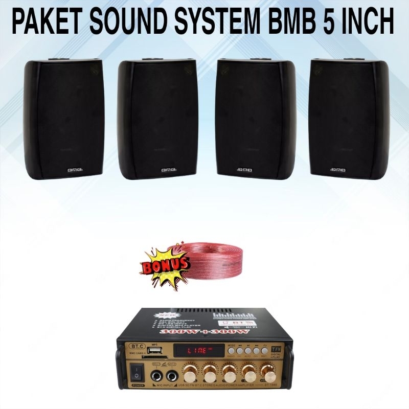 Jual PAKET SOUND SYSTEM 4 SPEAKER BMB 5 INCH PAKET INDOOR DAN OUTDOOR ...