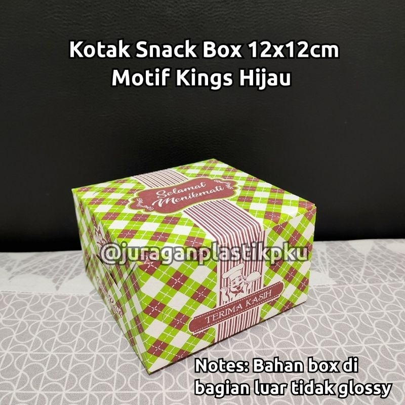 Jual ( 100 PCS ) Kotak Snack Box 12x12 | 12x14 cm Motif Kings Hijau Dus ...