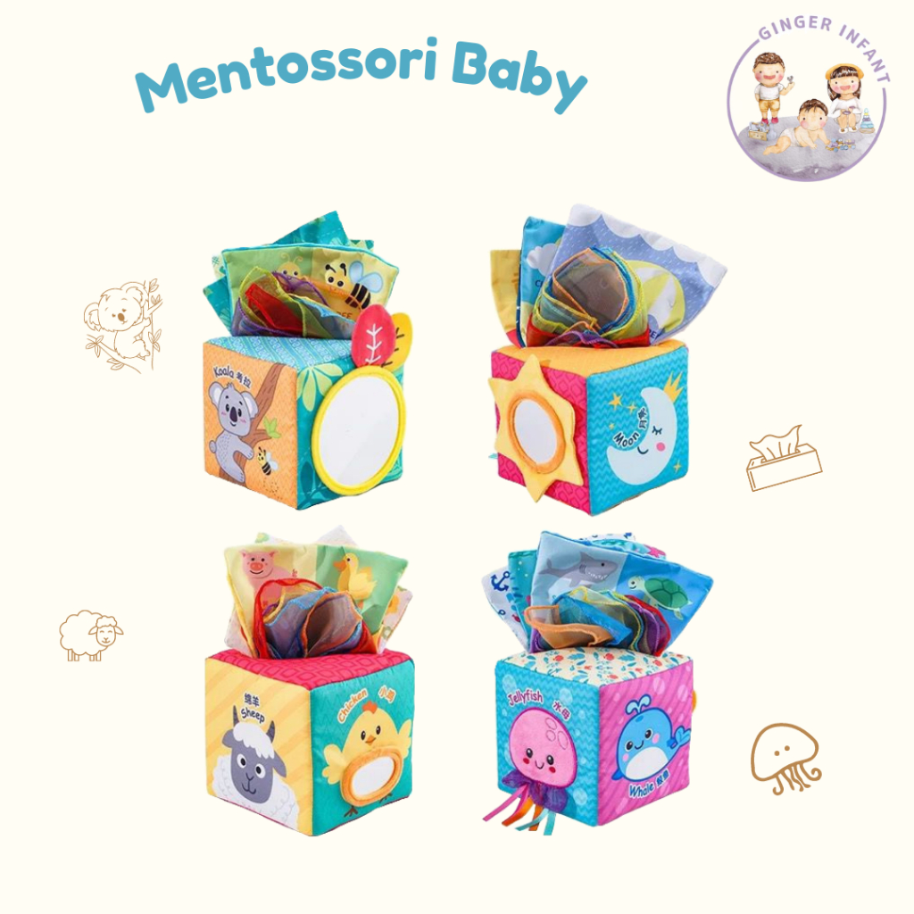 Jual montessori baby sensory toys tissue box mainan motorik anak mainan ...