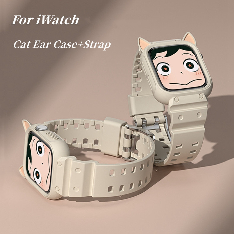 Jual 2in1 Strap Case for Apple Watch 41mm 40mm 38mm 42mm 44mm 45mm Cute