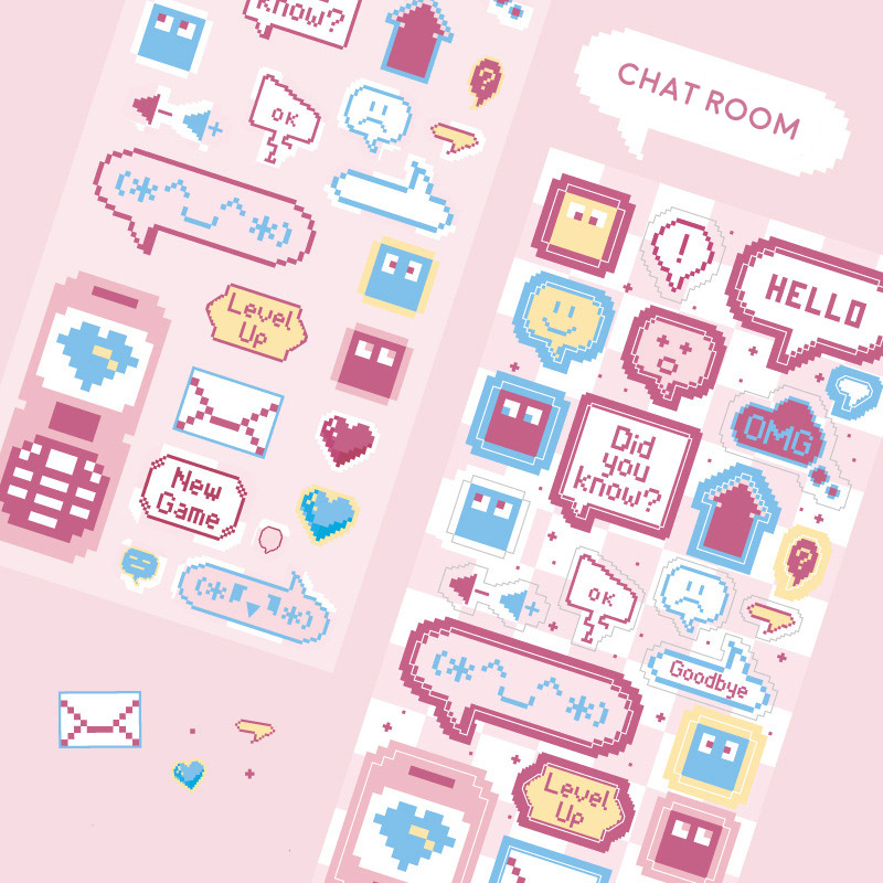 Jual Retro Pixel Art Style Stickers / Stiker Hologram Motif Lucu ...