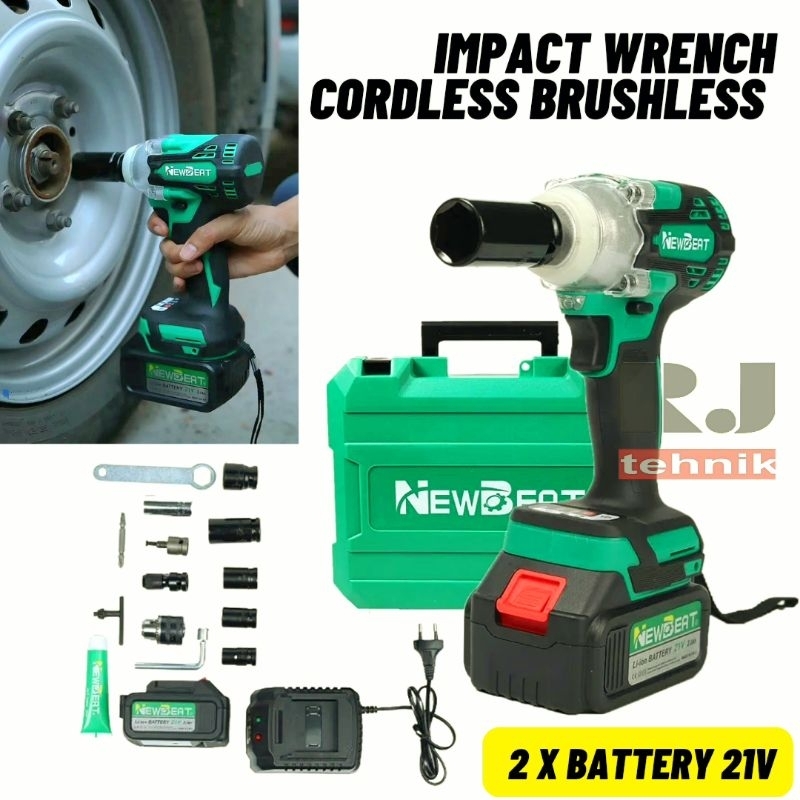 Jual Cordless Impact Wrench Brushless Screwdriver V Full Kit Set New Beat Shopee Indonesia