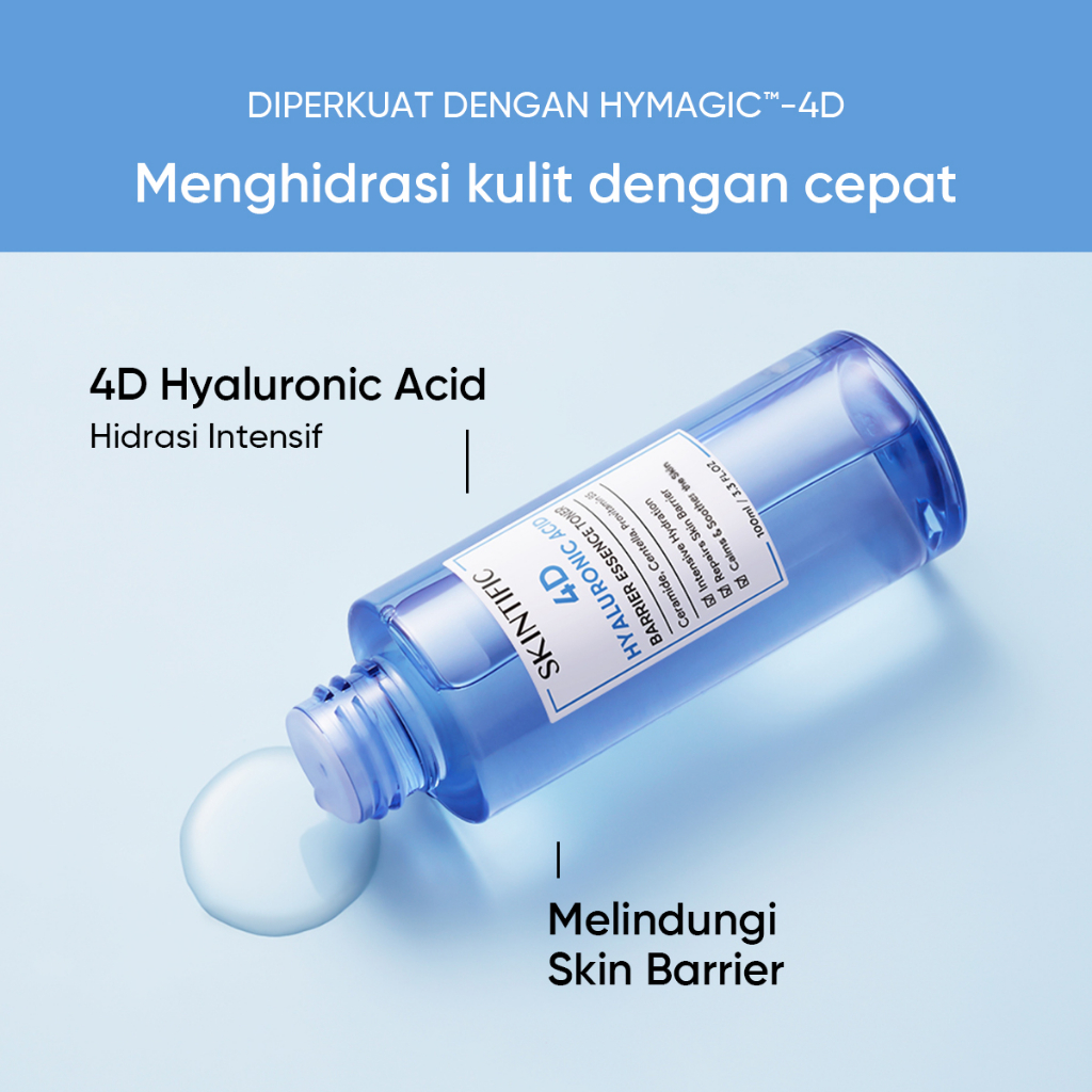 2 PCS SKINTIFIC - 4D Hyaluronic Acid (HA) Barrier Essence Toner Defeat Dryness In10S 100Ml Toner Pelembab