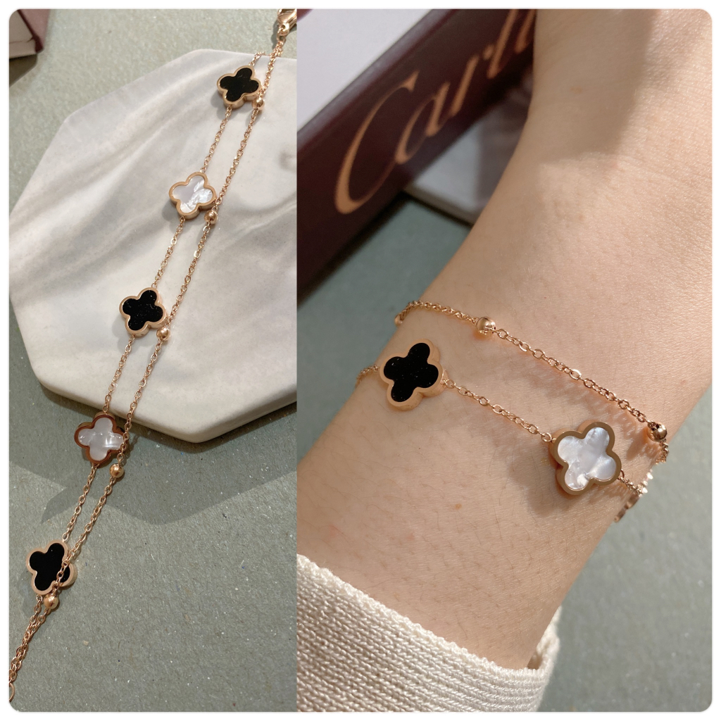 Jual Gelang Rantai Titanium 2Layer Clover Bunga | Shopee Indonesia