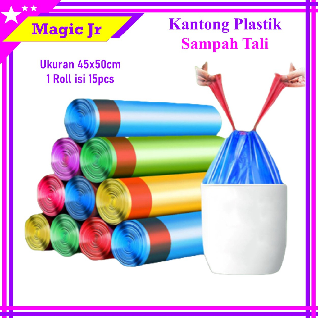 Jual Kantong Plastik Sampah Roll Dengan Tali 45x50cm Isi 15 Lembar Kantong Plastik Gulung 1871