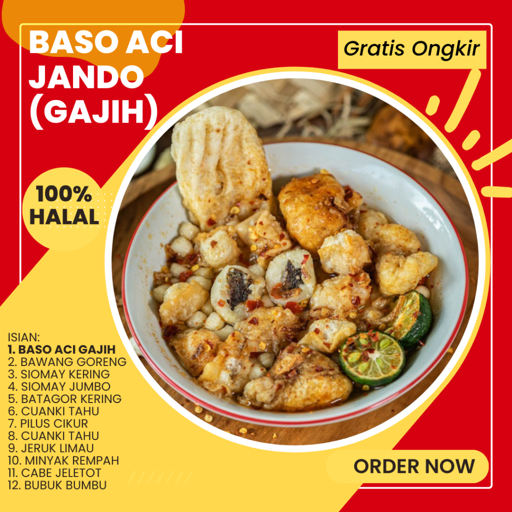 Jual Baso Aci Isi Jando Gajih Pentol Aci Cuanki Batagor Khas Pedas