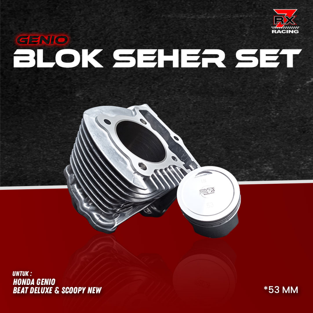 Jual Blok Seher Genio Beat Deluxe Scoopy New Boreup Set Diameter Mm Rx Racing Shopee Indonesia