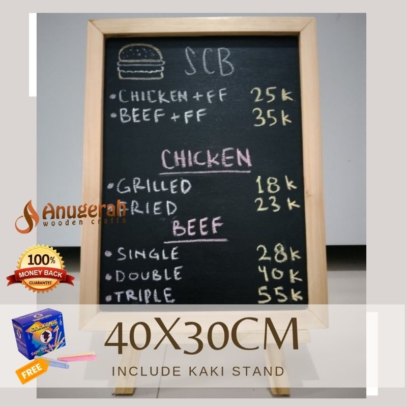 Jual Standing Mini Chalkboard 30x40cm Papan Tulis Kapur Blackboard