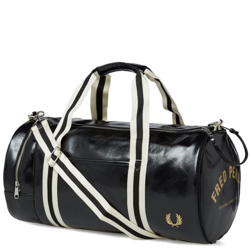 Jual Fred Perry Classic Barel Bag In Black Gold Shopee Indonesia